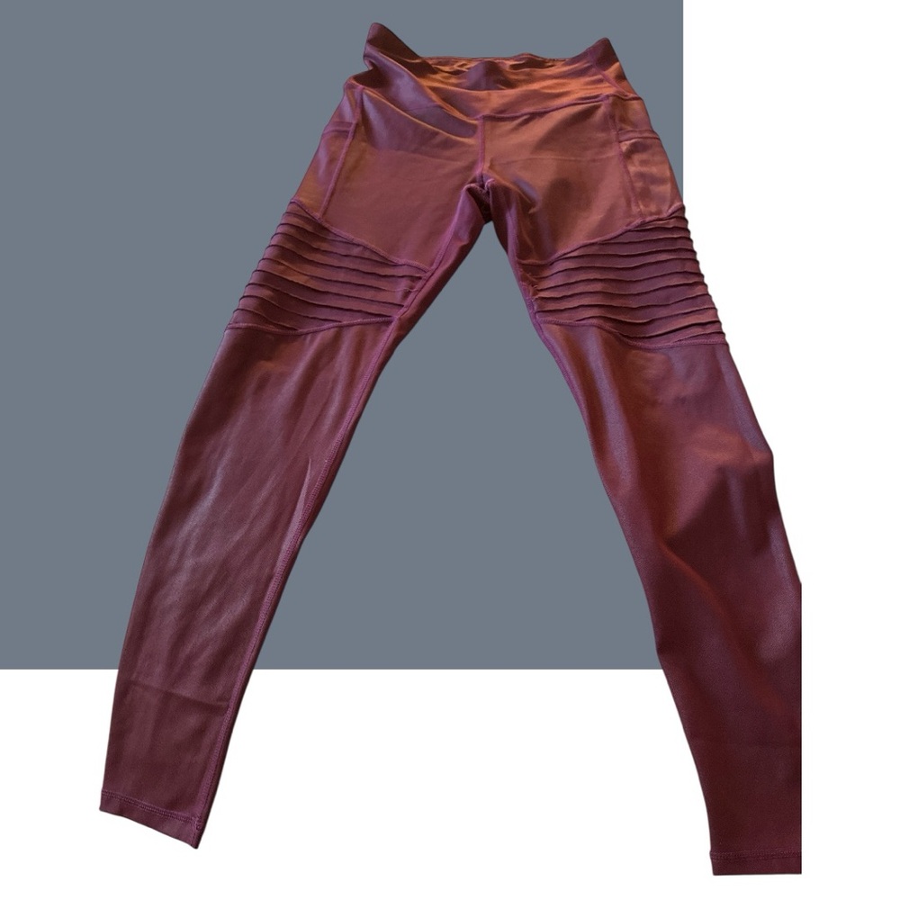 Burgundy Moto Leggings